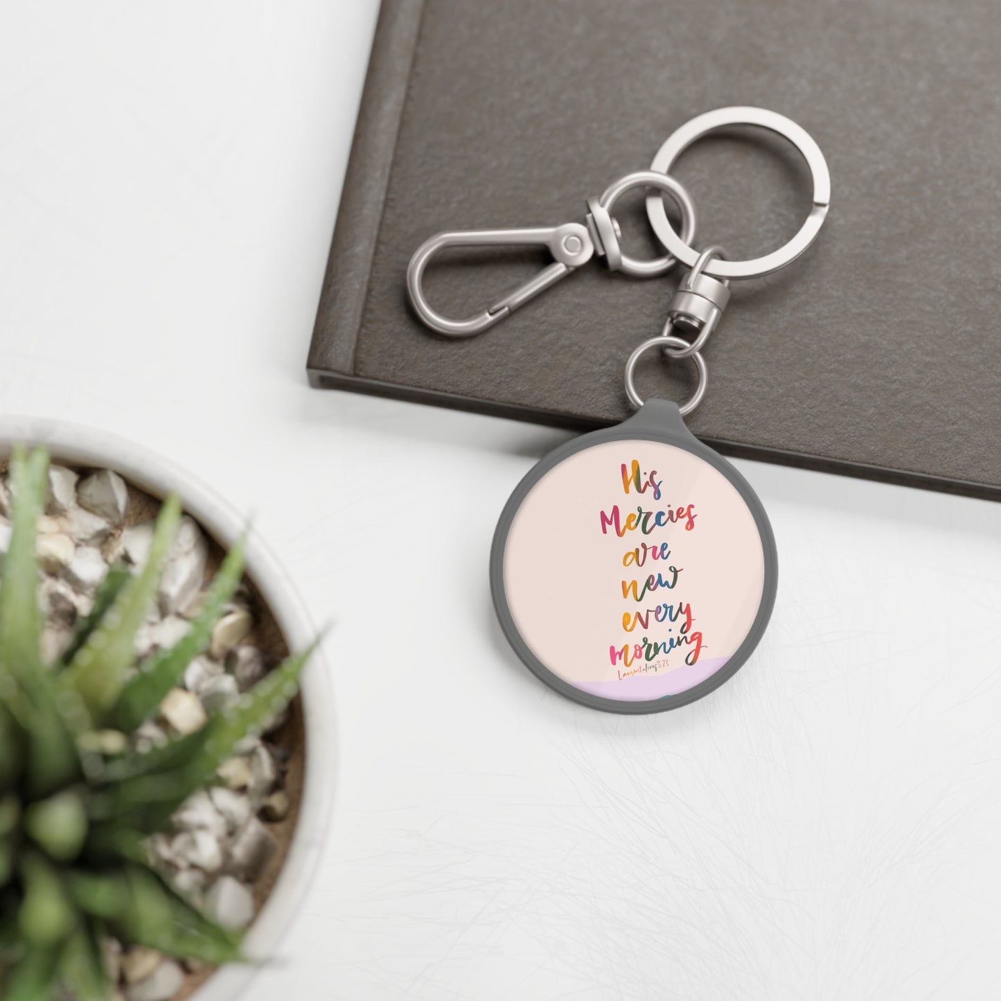 His Mercies are New Every Morning, Lamentations Bible Verse Keyring Tag