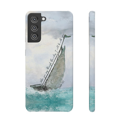 When you pass through the waters, I'll be with you Phone Case | Isaiah 43:2 Ocean themed Bible Verse Phone Case
