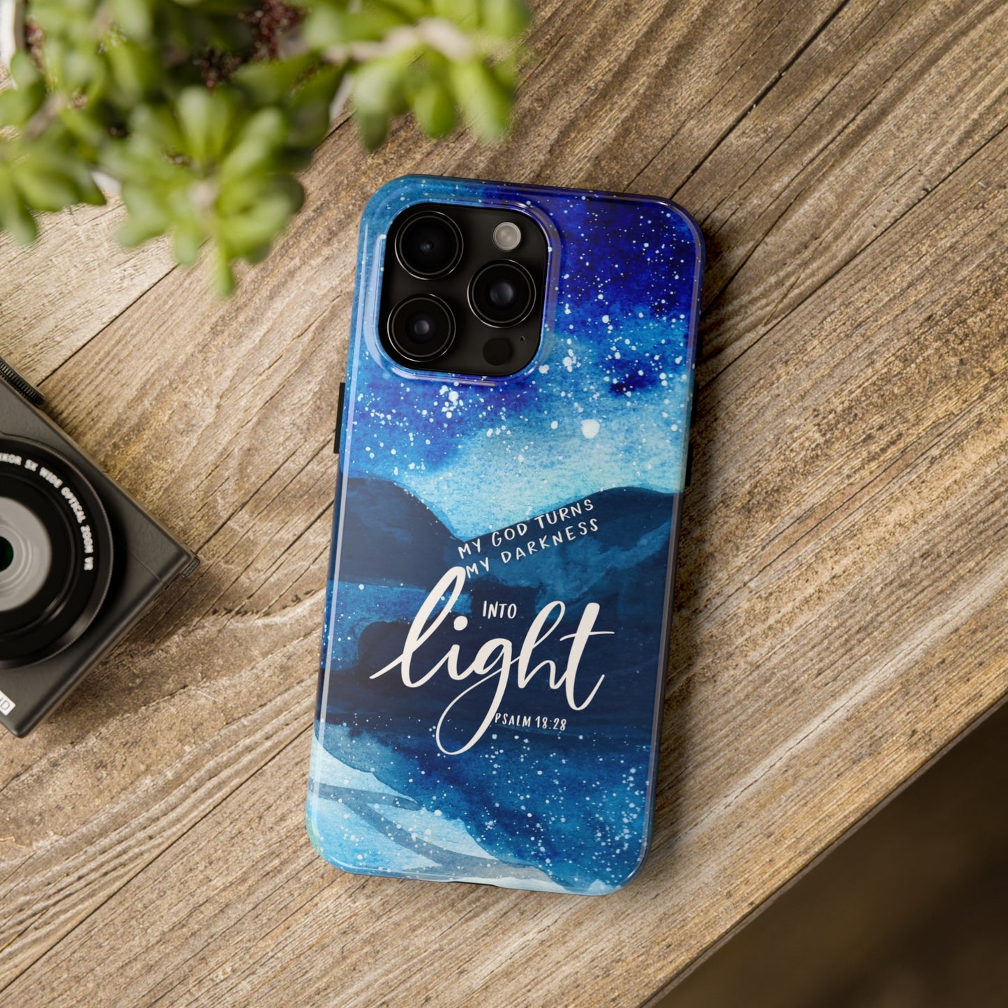 My God Turns my Darkness into Light, Psalm 48:18 Bible Verse Phone Case