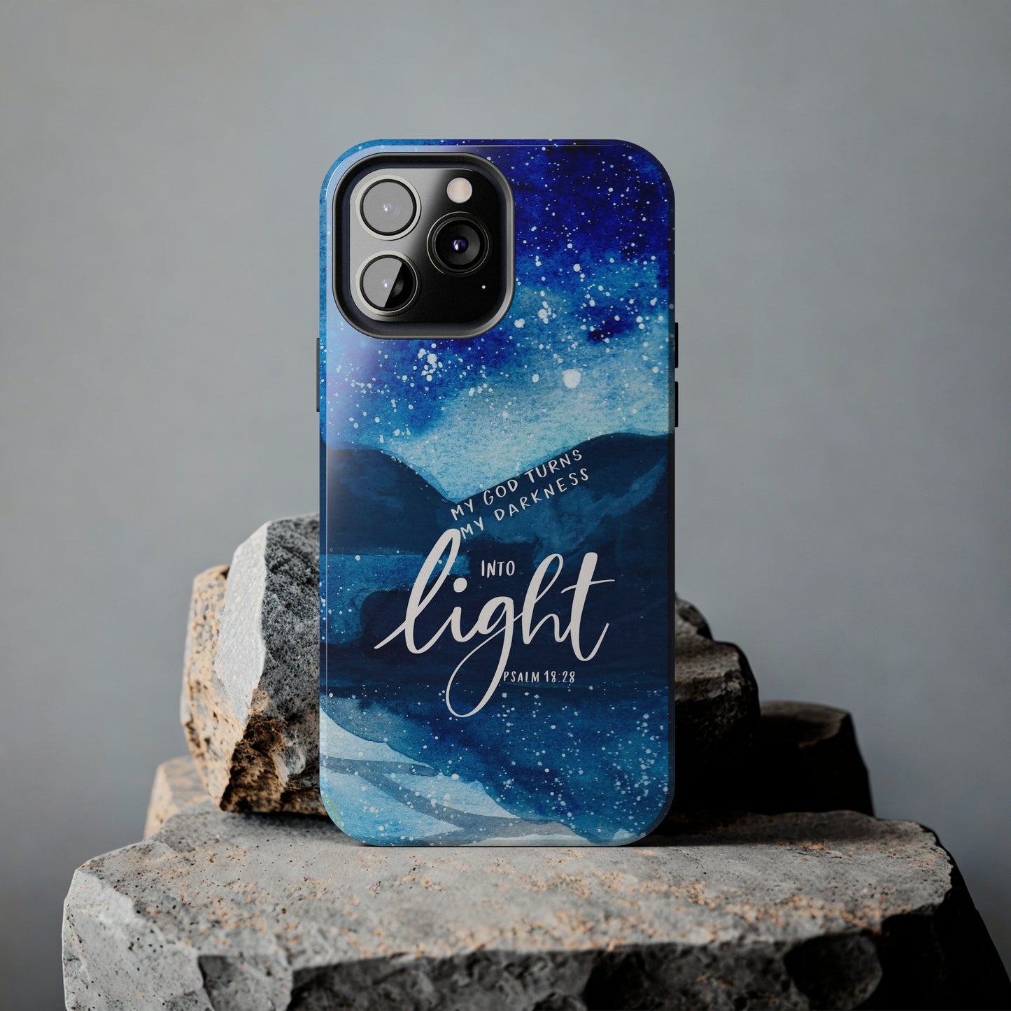 My God Turns my Darkness into Light, Psalm 48:18 Bible Verse Phone Case