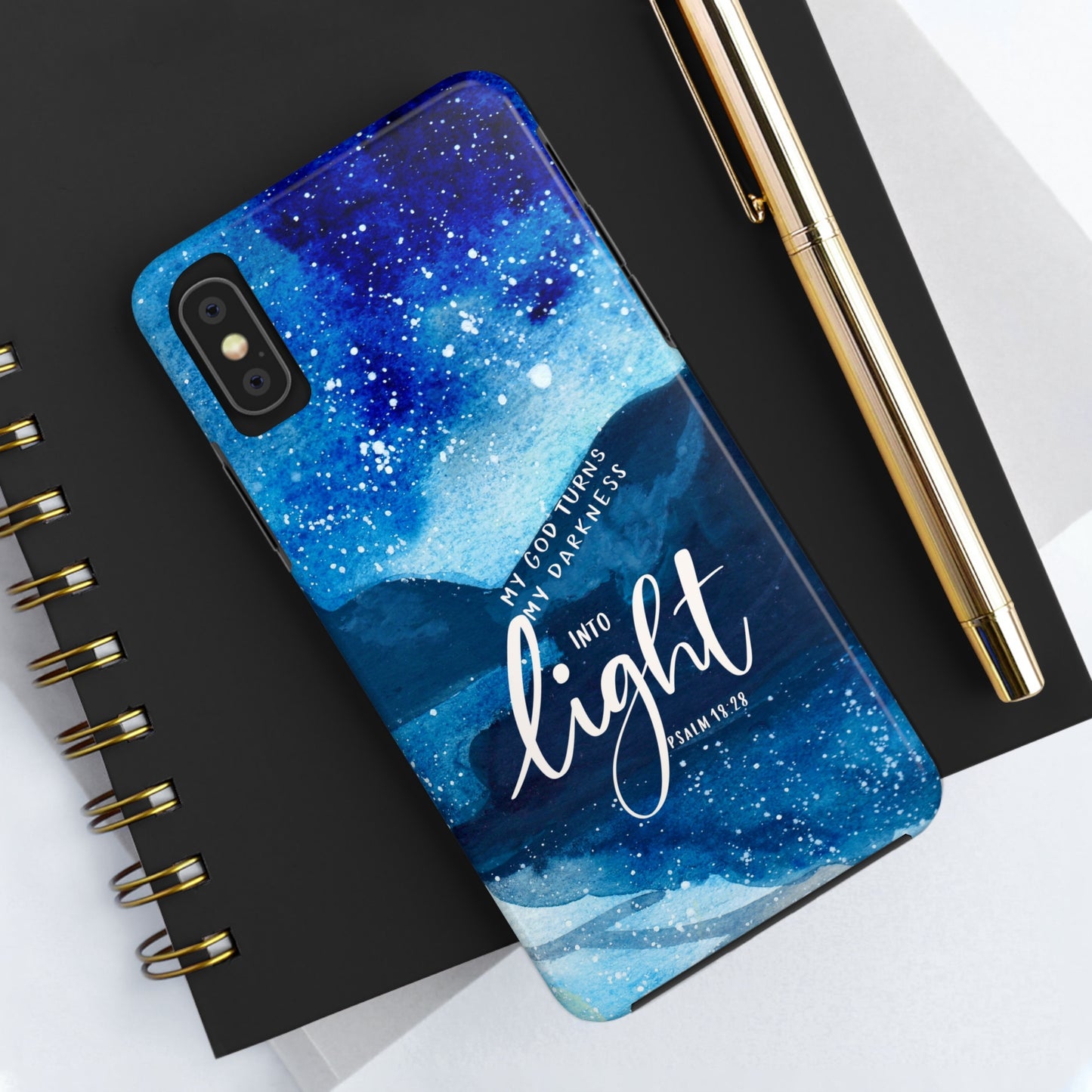 My God Turns my Darkness into Light, Psalm 48:18 Bible Verse Phone Case