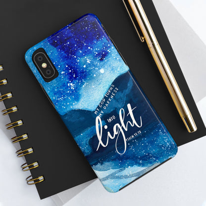 My God Turns my Darkness into Light, Psalm 48:18 Bible Verse Phone Case