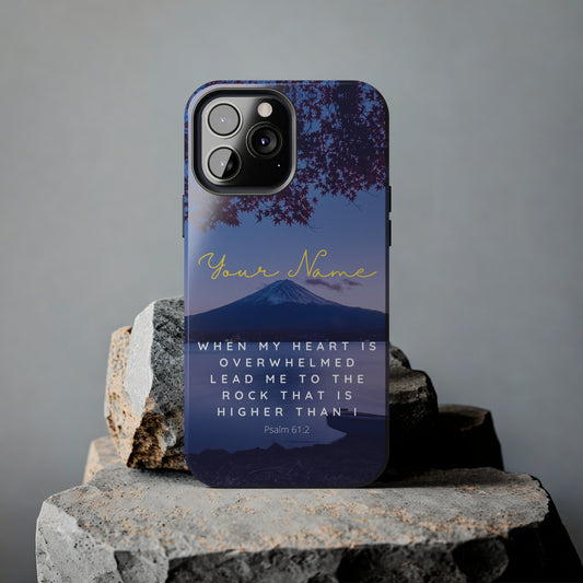 When my Heart is Overwhelmed, lead me to the Rock higher than I Bible Verse Phone Case