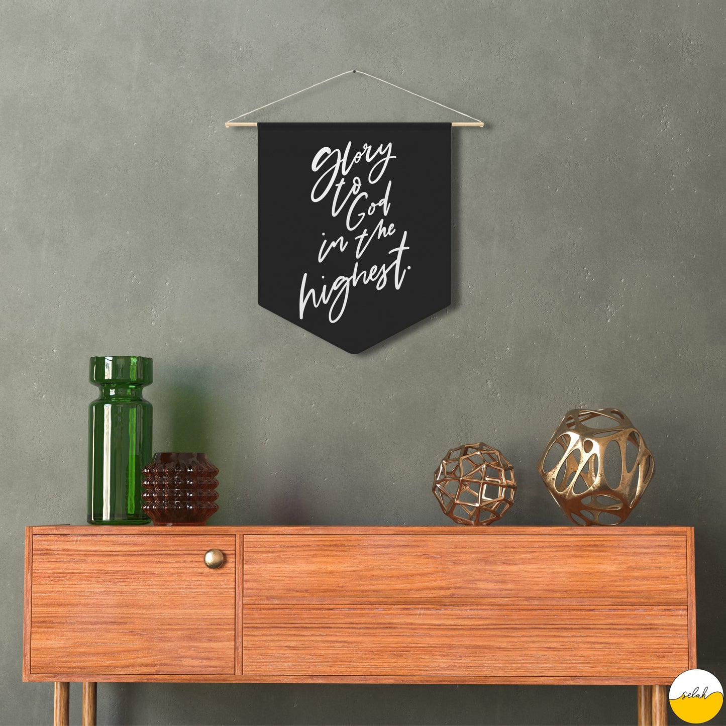 Glory to God in the Highest Pennant, Luke 2:14 Bible Verse Wall Art