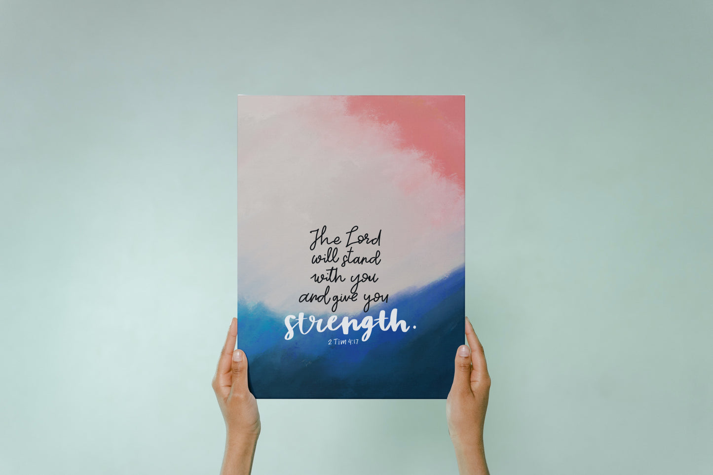 The Lord will Stand with you and give you Strength | 2 Timothy 4:17 Bible Verse Stretched Canvas Framed Wall Art