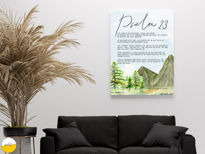 Psalm 23, The Lord is my Shepherd Stretched Canvas Framed Wall Art