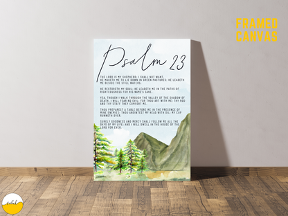 Psalm 23, The Lord is my Shepherd Stretched Canvas Framed Wall Art