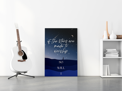 If the Stars were made to Worship, So Will I Canvas Wall Art, Christian Wall Decor
